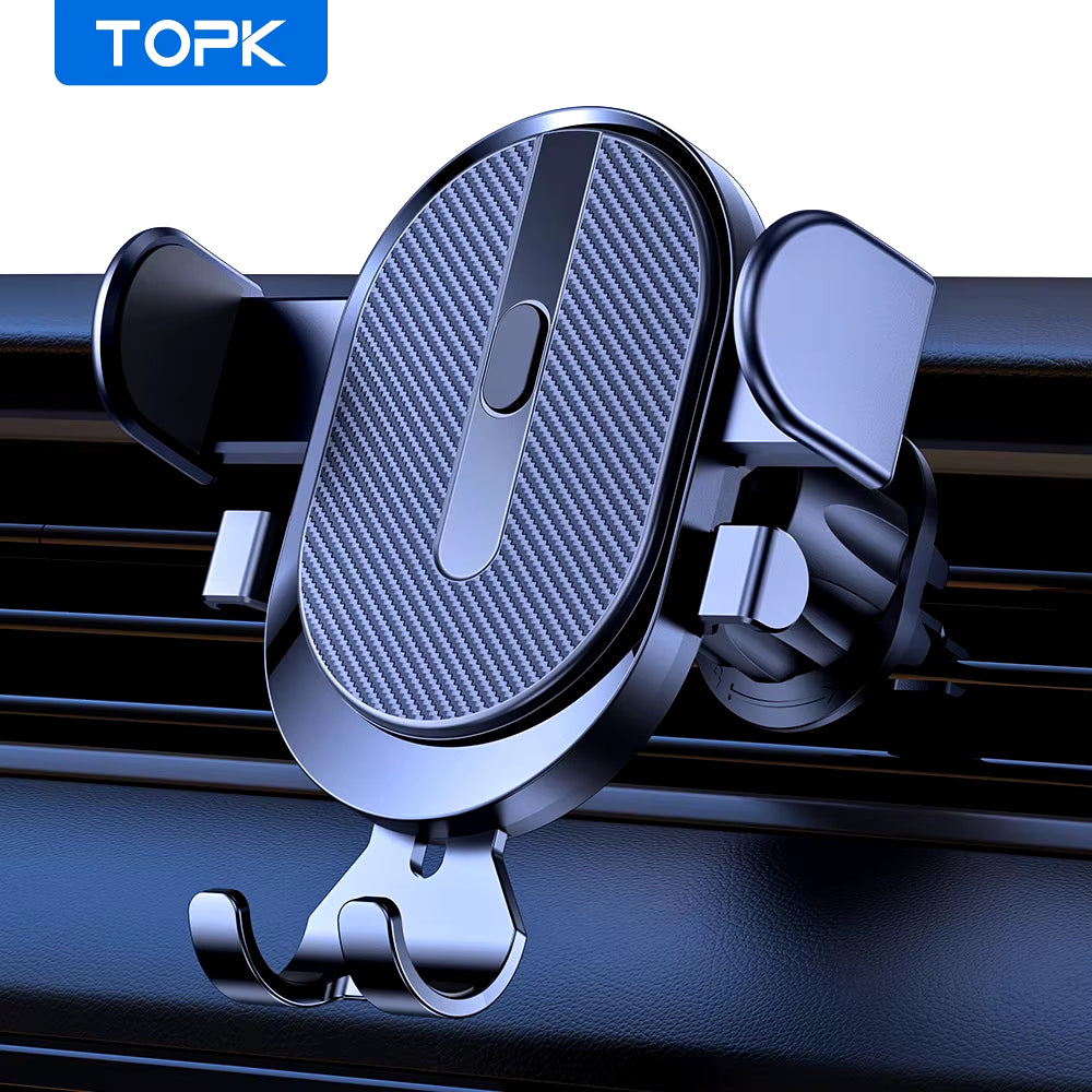 TOPK Auto-Locking Car Phone Mount with Hook-Style Air Vent Clip for iPhone and Samsung