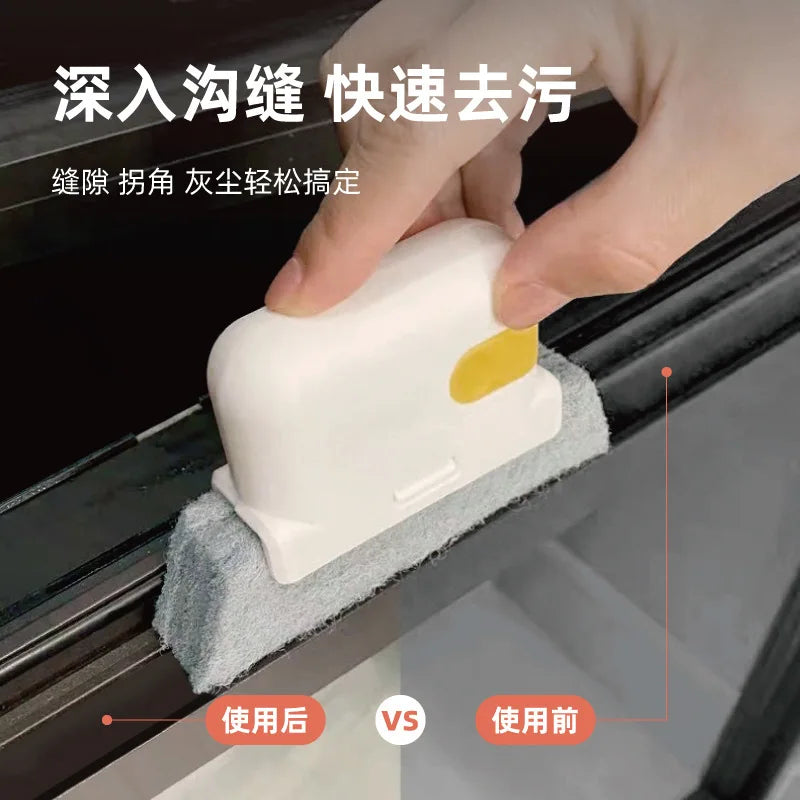 Handheld Window Track and Crevice Cleaning Brush for Doors, Keyboards, and Kitchen Gaps