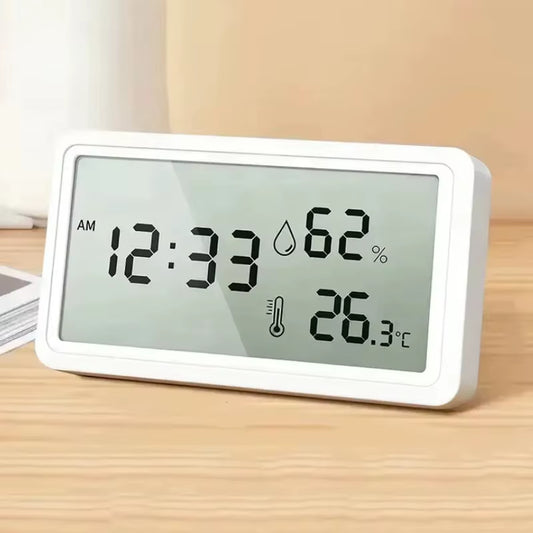 Digital Indoor Thermometer and Hygrometer with Clock, High-Precision Temperature and Humidity Monitor