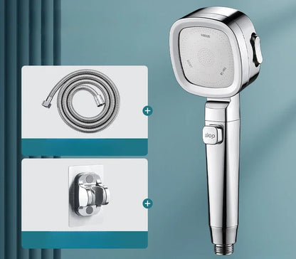 High-Pressure Water-Saving Shower Head with 3 Spray Modes and One-Touch Stop