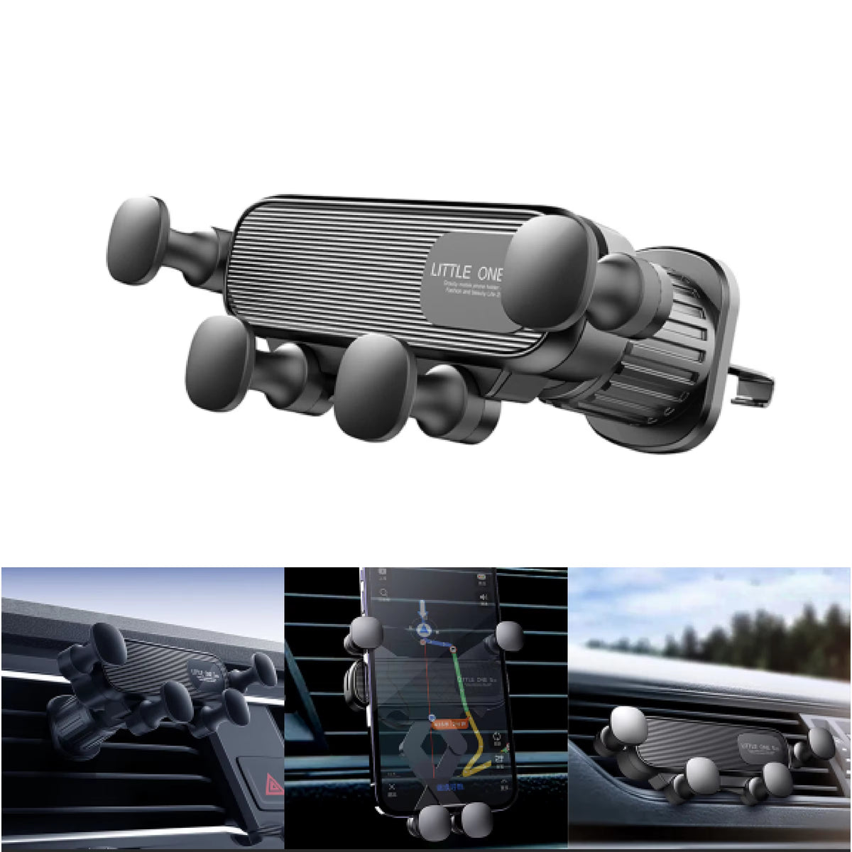 Magnetic Car Phone Holder for 4.7–7-Inch Smartphones, Air Vent Mount with Shock-Resistant GPS Stand