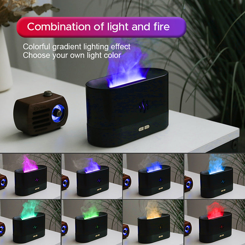 USB Ultrasonic Flame Humidifier and Aroma Diffuser with RGB LED Lighting