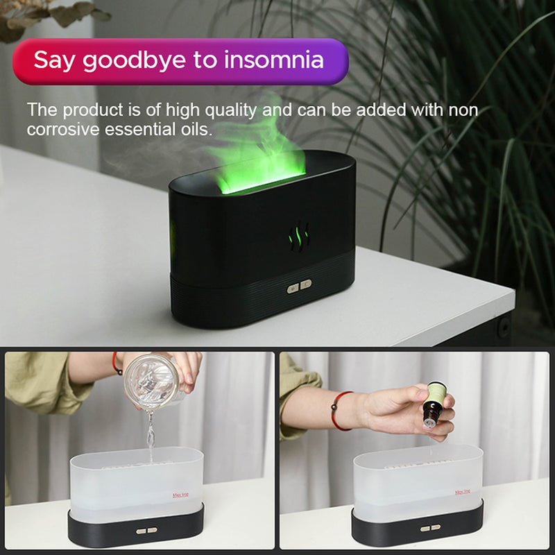 USB Ultrasonic Flame Humidifier and Aroma Diffuser with RGB LED Lighting