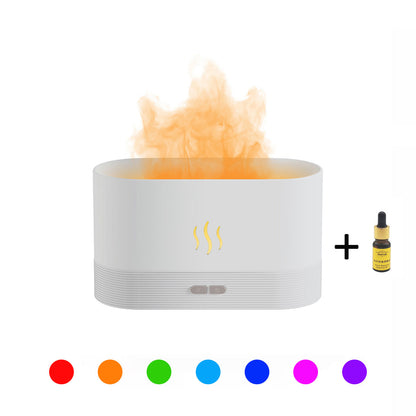 USB Ultrasonic Flame Humidifier and Aroma Diffuser with RGB LED Lighting