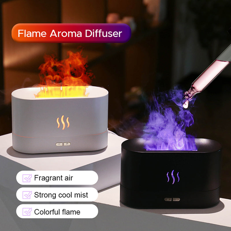 USB Ultrasonic Flame Humidifier and Aroma Diffuser with RGB LED Lighting