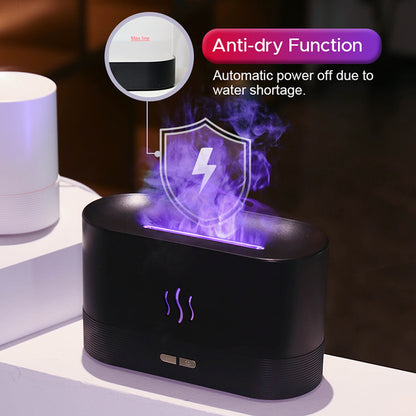 USB Ultrasonic Flame Humidifier and Aroma Diffuser with RGB LED Lighting
