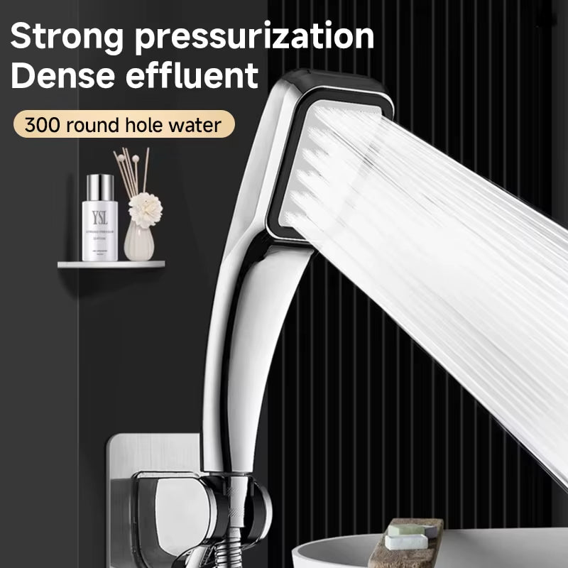 Square Handheld Shower Head with 300 Spray Nozzles and Water-Saving Design
