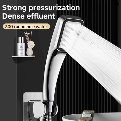 Square Handheld Shower Head with 300 Spray Nozzles and Water-Saving Design