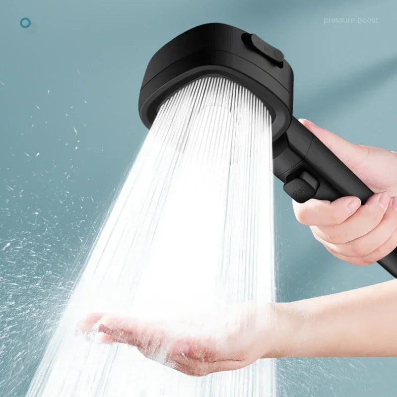 High-Pressure Water-Saving Shower Head with 3 Spray Modes and One-Touch Stop
