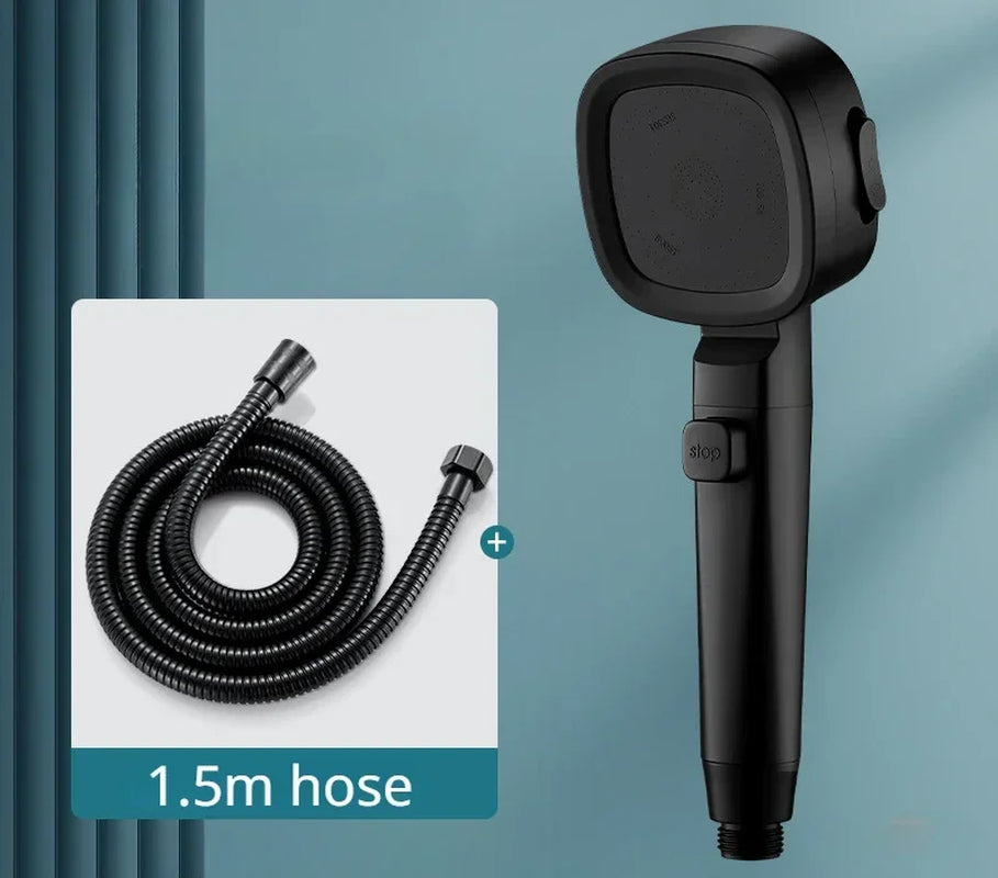 High-Pressure Water-Saving Shower Head with 3 Spray Modes and One-Touch Stop