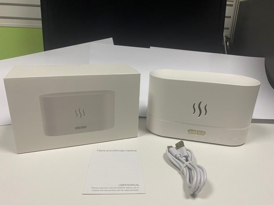 USB Ultrasonic Flame Humidifier and Aroma Diffuser with RGB LED Lighting