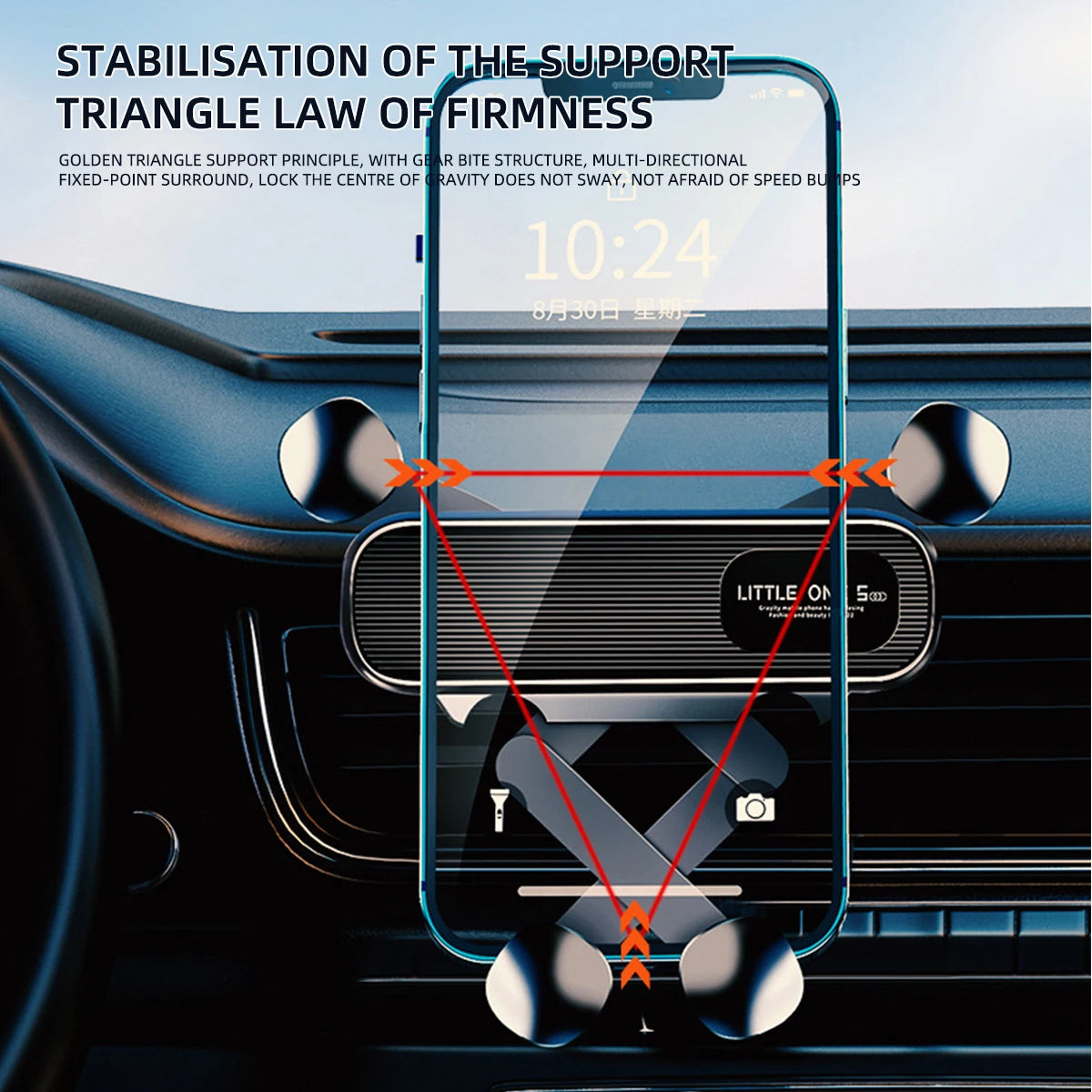 Magnetic Car Phone Holder for 4.7–7-Inch Smartphones, Air Vent Mount with Shock-Resistant GPS Stand