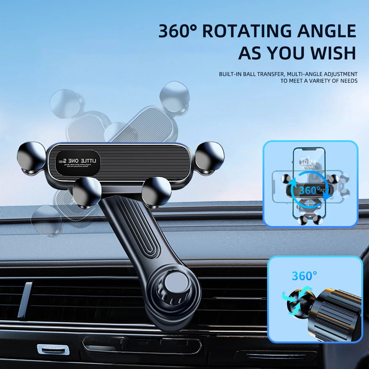 Magnetic Car Phone Holder for 4.7–7-Inch Smartphones, Air Vent Mount with Shock-Resistant GPS Stand
