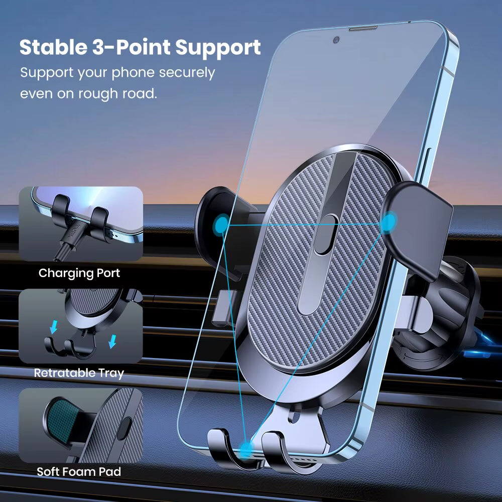 TOPK Auto-Locking Car Phone Mount with Hook-Style Air Vent Clip for iPhone and Samsung