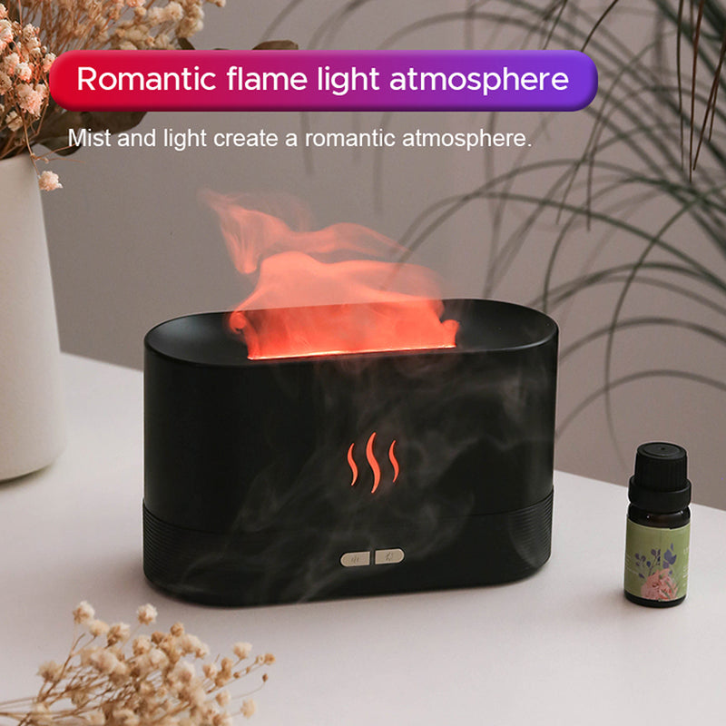 USB Ultrasonic Flame Humidifier and Aroma Diffuser with RGB LED Lighting