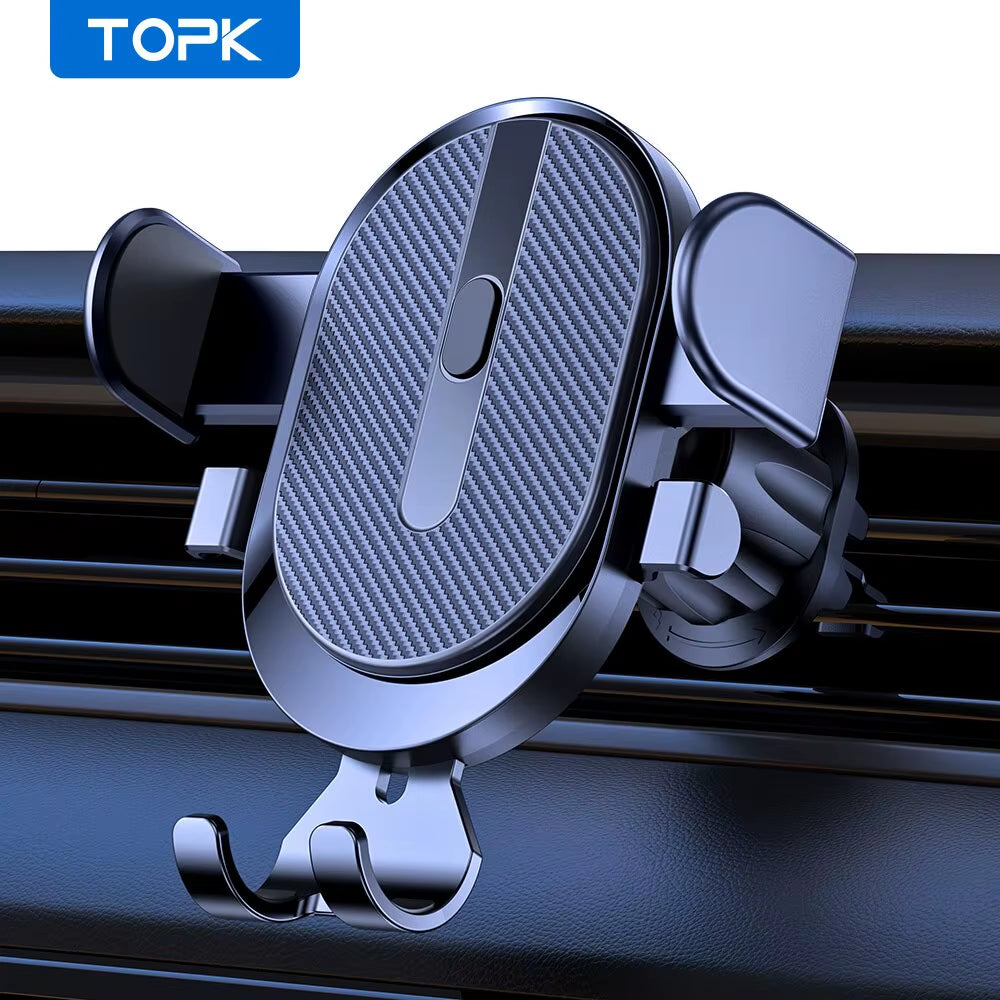 TOPK Auto-Locking Car Phone Mount with Hook-Style Air Vent Clip for iPhone and Samsung