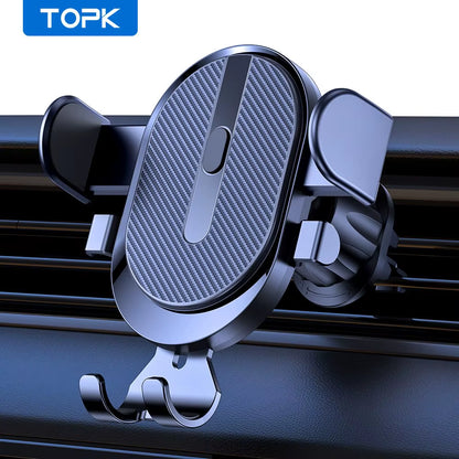 TOPK Auto-Locking Car Phone Mount with Hook-Style Air Vent Clip for iPhone and Samsung