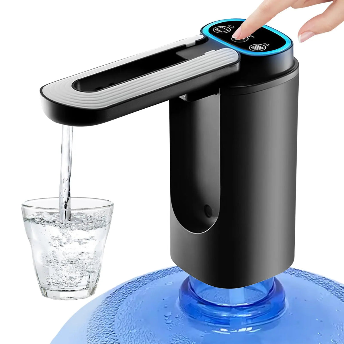 Portable Automatic Water Dispenser Pump for 5-Gallon Bottles, USB-C Rechargeable, Black