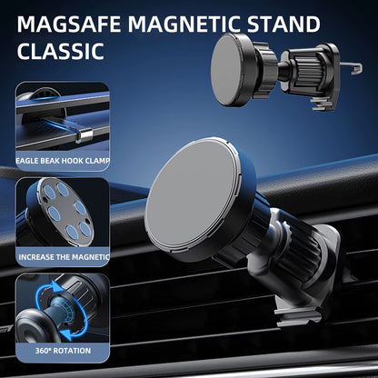 Magnetic Car Phone Holder for 4.7–7-Inch Smartphones, Air Vent Mount with Shock-Resistant GPS Stand