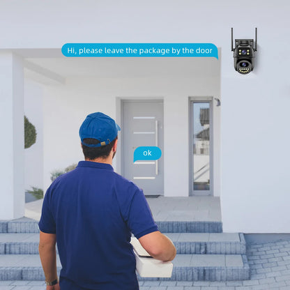 Dual-Lens Wi-Fi PTZ Security Camera with AI Auto-Tracking, Two-Way Audio, and iCSee App