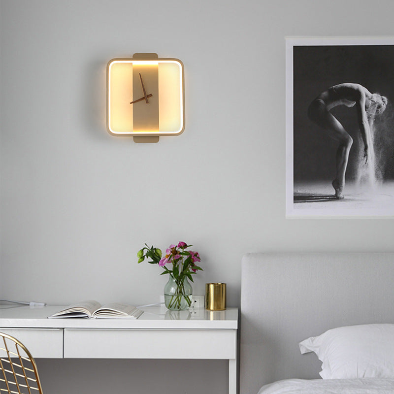 Nordic-Style Bedside Wall Lamp with Clock-Inspired Design