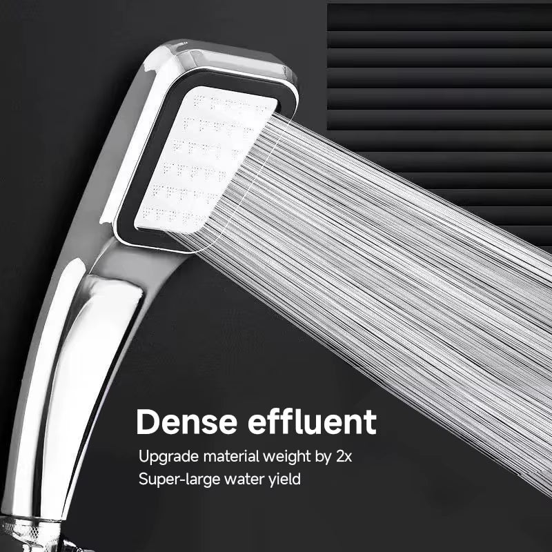 Square Handheld Shower Head with 300 Spray Nozzles and Water-Saving Design