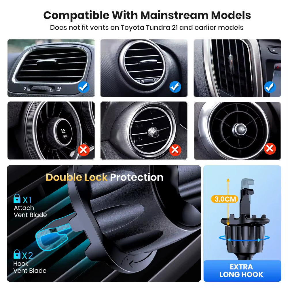 TOPK Auto-Locking Car Phone Mount with Hook-Style Air Vent Clip for iPhone and Samsung