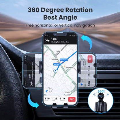 TOPK Auto-Locking Car Phone Mount with Hook-Style Air Vent Clip for iPhone and Samsung